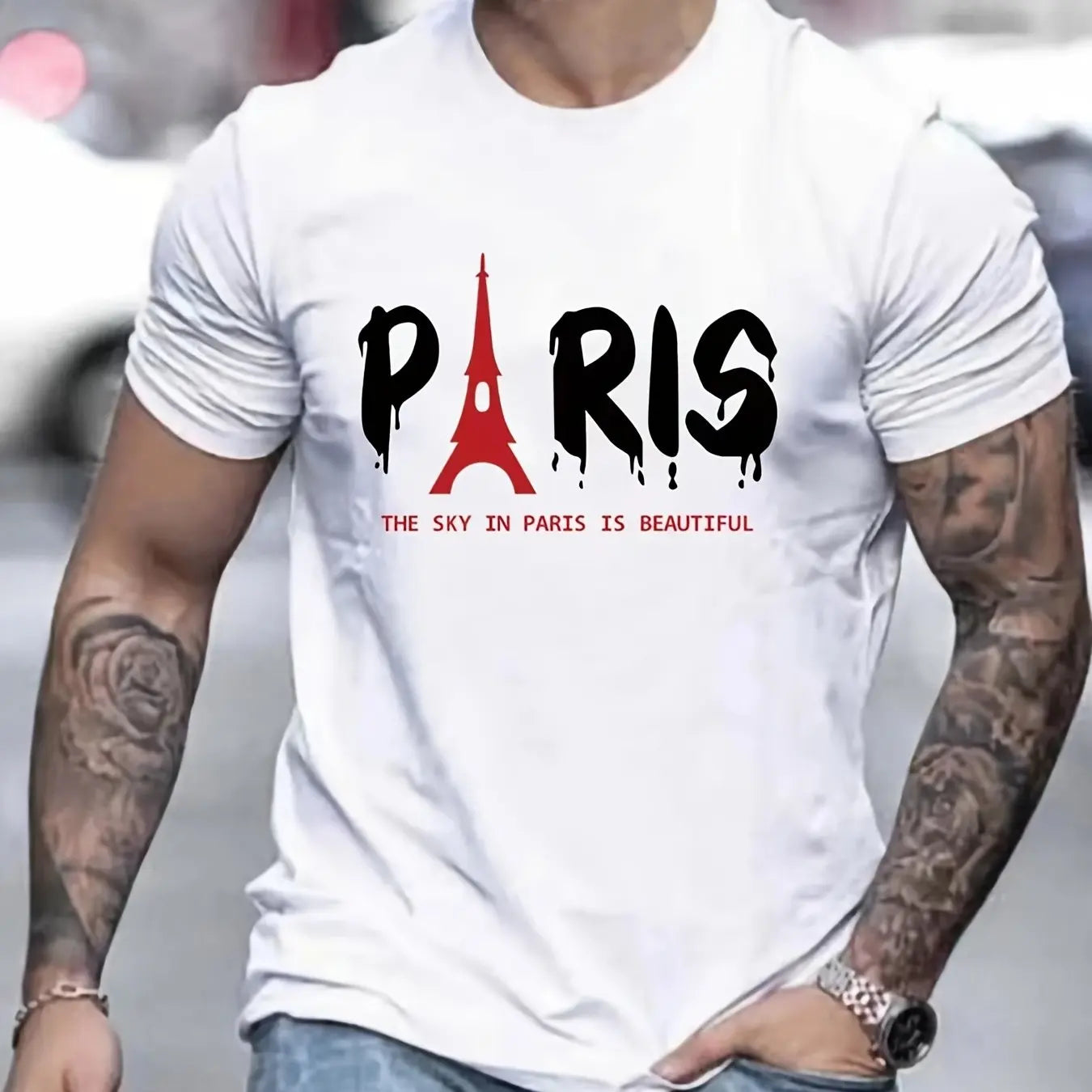 Men's T-Shirt Fashion Street Paris Letter Short Sleeved T Shirt For Men Casual 3d Print Summer Top Breakable Loose Men Clothing