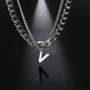 Stainless Steel Double Layer Necklaces for Men Women Simple 26 Letter Pendant Necklace Fashion Women's Jewelry for Party Gift