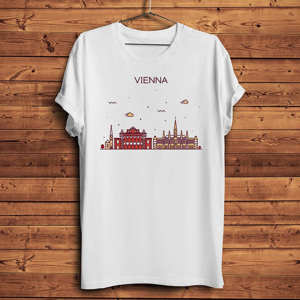 Europe city London Moscow Berlin Paris roma barcelona landmark Funny T Shirt Men Women Casual Tee Homme Unisex Tshirt No-sticker