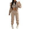 Fashion Winter Women Cotton Jogger Tracksuit Sweatpants And Hoodie Set And Letter Print Leisure Suit Three-Piece Set