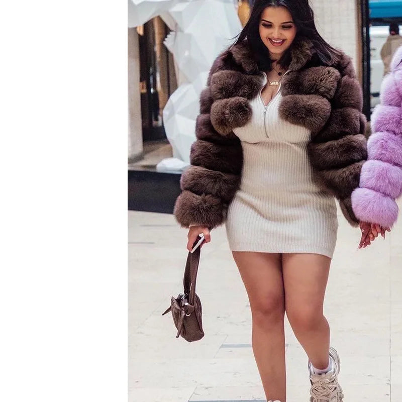 MAOMAOKONG Trend New Real Fur Coat Natural Fox Fur Women's Winter Coats Short Jackets Female Clothing Vests Fashion