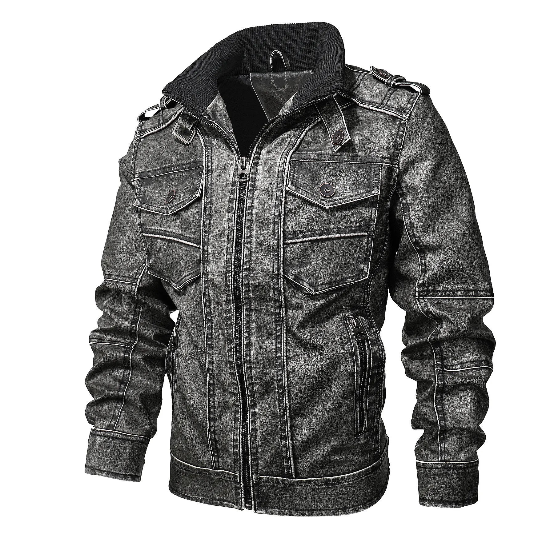 7XL Spring Autumn Men Military Vintage Leather Motorcycle Jacket Mens Pilot Army Cargo Bomber Jackets Male Plus Size Parka 6XL