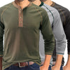 Men's Henley Collar Long Sleeved T-shirts Solid Casual Top Single Breasted Pocket TShirt Soft Comfy Bottoming Shirt for Autumn