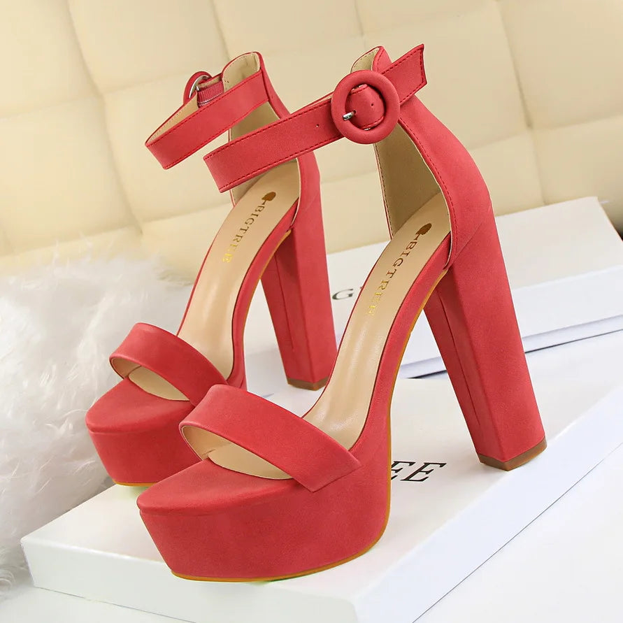 Summer Sandals Ladies Party Banquet Pumps 13.5CM Platform Valentine Strap Quality Shoes Women High Heels Sexy Size 34-43