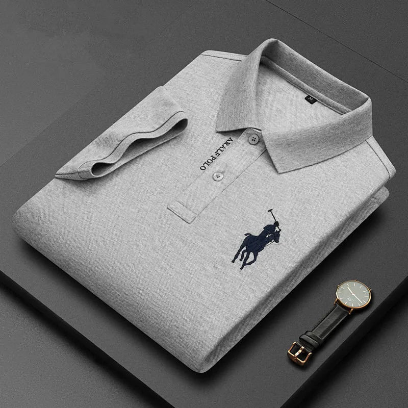 Embroidered Men's Pure Cotton Popsicle Cotton Short Sleeved Polo Shirt Summer New Business Casual Breathable Men's Top 4xl