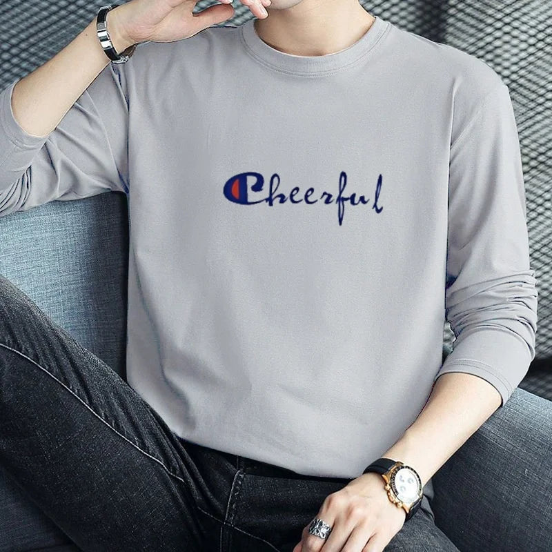 HEAD Brand New Men's T-Shirts Long Sleeve Slim Men T-Shirt Young Man Pure Color Tops Tees Shirt O-Neck For Male Boys Tshirt