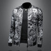 Minglu Spring Autumn Allover Printed Men' Jackets Luxury Stand Collar Zipper Male Coats Sport Casual Man Overcoat Plus Size 5XL