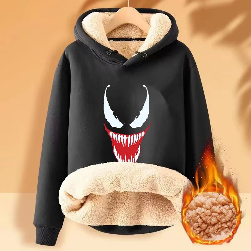 Venom Hoodies Movie Peripherals Jacket Winter Thickened Warm Street Sportswear Casual Sweatshirt Adult Clothes Cool Men Clothing