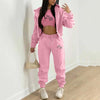 Fashion Winter Women Cotton Jogger Tracksuit Sweatpants And Hoodie Set And Letter Print Leisure Suit Three-Piece Set