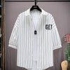 Summer Fashion Striped Plus-Size Short-Sleeved Shirt Set Men's Casual Relaxed Breathable High-Quality Two-Piece Set M-8XL