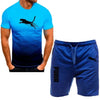 sportswear fitness set running suit casual T-shirt+shorts set breathable jogging sportswear 2-piece set for men