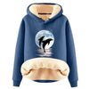 Women's Long Sleeved Cartoon Dolphin Print Hooded Sweater With h Hoodie Sweater Dresses for Women Long Cotton Hoodie