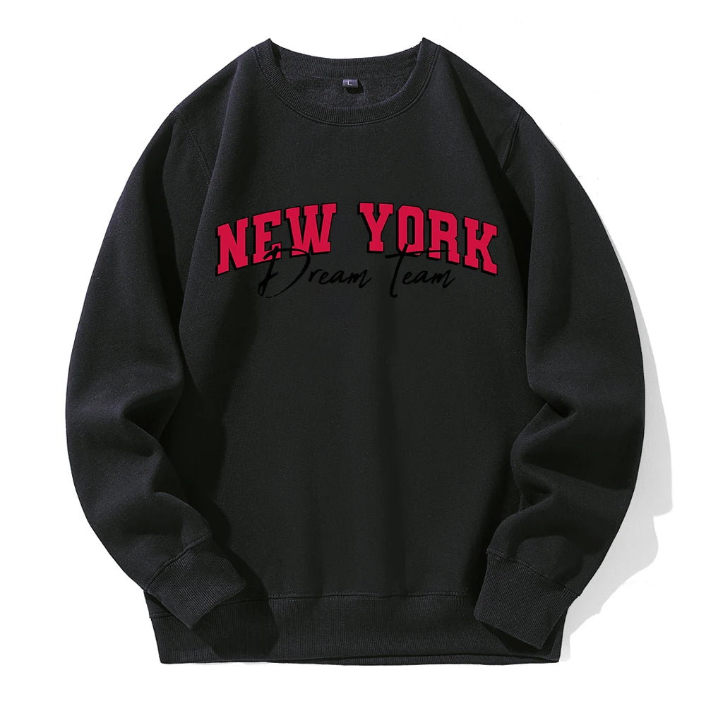 New York Usa Dream Team Printing Men Sweatshirt Fashion Street Clothes Casual Fleece Warm Tracksuito-Neck Basic New Sportswear