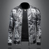 Minglu Spring Autumn Allover Printed Men' Jackets Luxury Stand Collar Zipper Male Coats Sport Casual Man Overcoat Plus Size 5XL