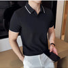 Men Polo Shirt Thin British Style Solid Casual Slim Fit Short Sleeved Top T-shirt Fashion Streetwear Men Clothing