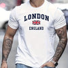 Summer men's 100% pure cotton casual loose fit plus size London England pattern printed round neck short sleeved T-shirt top