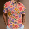 Men's Polo Shirt Summer Street Casual Short Sleeve Flower Print Buttons Tops Fashion Pullover Oversized Clothing Male Golf Wear