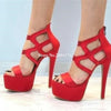 Newest Women Caged Cross High Platform Sandals Blue Red Gold Silver Stiletto Heel Gladiator Sandals Dress Shoes Heels