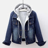 Autumn Winter Women's Plush Warm Denim Jacket Coat Cotton Fashion Short Blue Jean Coat Ladies Hoodies Outerwear