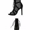 New Fashion Show Black Net Fabric Cross Strap Sexy High Heel Sandals Woman Shoes Pumps Lace-up Peep Toe Sandals Casual Mesh