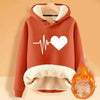 Letter Printed Hooded Sweater And Velvet Thickened Warm Loose Hooded Pullover Hoodie Sweatshirt Women Winter Long Hoodies