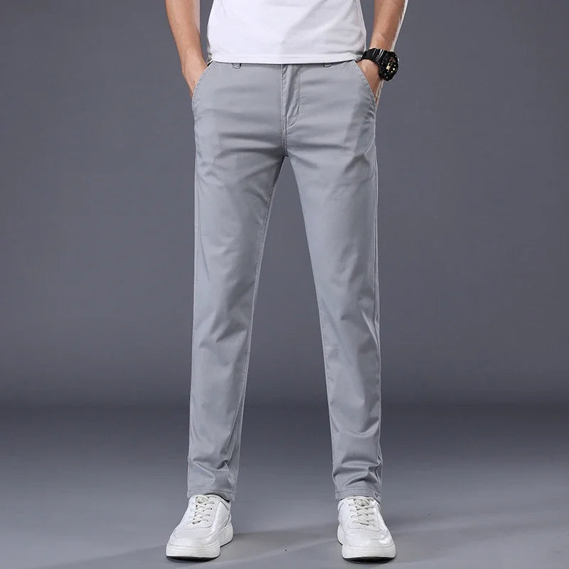 7 Colors Men's Classic Summer Thin Casual Pants Business Fashion Stretch Cotton Slim Solid Color Trousers Male Brand Clothes