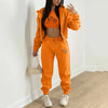 Fashion Winter Women Cotton Jogger Tracksuit Sweatpants And Hoodie Set And Letter Print Leisure Suit Three-Piece Set