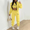 Fashion Winter Women Cotton Jogger Tracksuit Sweatpants And Hoodie Set And Letter Print Leisure Suit Three-Piece Set