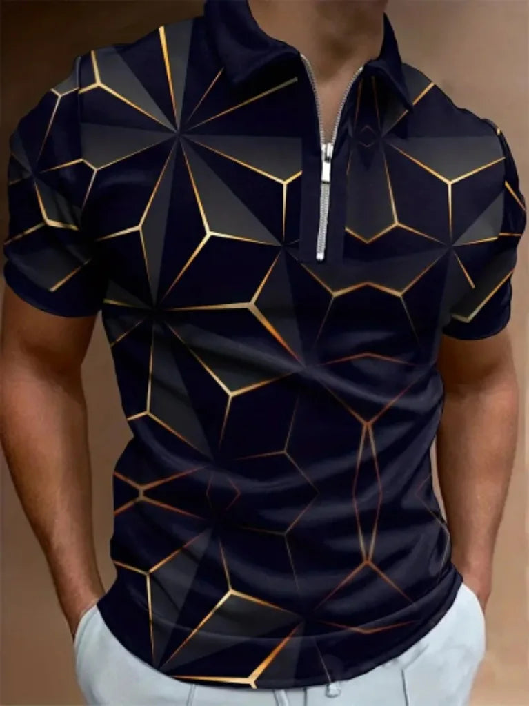 Fashion Men's 3D Printed Polo Shirts Male Turn-Down Collar T Shirt Tops