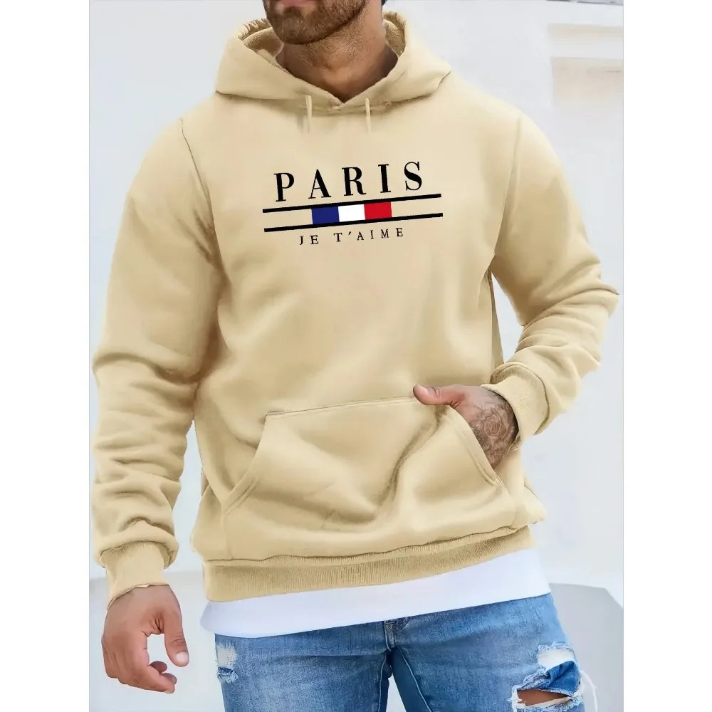 Paris Print Hoodies Men's Women's Fleece Casual Sweatshirts Harajuku Loose Long Sleeve Pullover Hip Hop Streetwear Gothic Hoodie