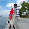 MAOMAOKONG Winter Women Real Fur Coat Fox Fur Liner Warm Jacket With Natural Fur Collar Silver Fox Big Collar Long Parkas