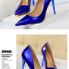 Women High Heels Blue Green Valentine Pumps Luxury Glossy Stiletto Wedding Bridal Nightclub Fashion Simple Solid Color 1829-2