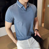 Men Polo Shirt Thin British Style Solid Casual Slim Fit Short Sleeved Top T-shirt Fashion Streetwear Men Clothing