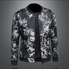 Minglu Autumn Winter Stand Collar Men's Jackets Luxury Pattern Pattern Long Sleeve Business Casual Male Coats Plus Size 5XL