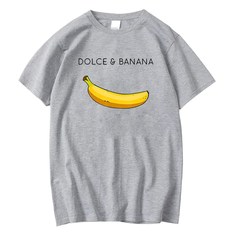 Summer Men's T-shirt High Quality 100% Cotton Funny Banana Printing Casual Loose O-neck Men Short Sleeve T-shirt Male Tees Tops