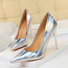 Women High Heels Blue Green Valentine Pumps Luxury Glossy Stiletto Wedding Bridal Nightclub Fashion Simple Solid Color 1829-2