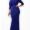 Oblique Shoulder Long Sleeved Pleated Evening Dress Vestidos De Mujer Elegant Maxi Robe Female