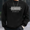 Men's autumn and winter fashionable casual loose Los Angeles letter printed fleece pullover round neck long sleeved sweatshirt