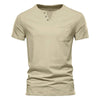 Short-sleeved V Neck T-shirts Fashion Simple Casual Pullover Tops Solid Breathable Sport Fitness Tees for Men