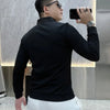 Business Casual Men T-Shirts Spring Autumn New Male Clothes Fake Two Pieces Streetwear Fashion Office Social Long Sleeve Tops