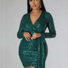 iDress Drop Shipping Sexy Women's Glitter Sequin Dress Long Sleeve V Neck Bodycon Mini Party Night Cocktail Birthday Dress