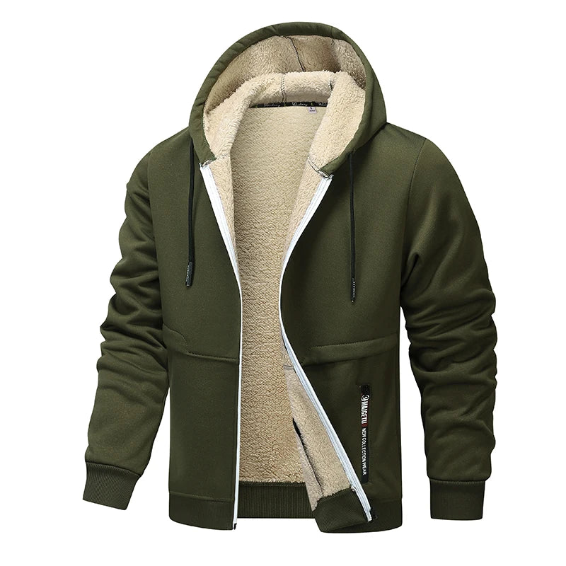 TINGHUO Sweater men hooded cardigan hooded hoodies men's Fleece Zipper coats Men autumn winter 2024 new