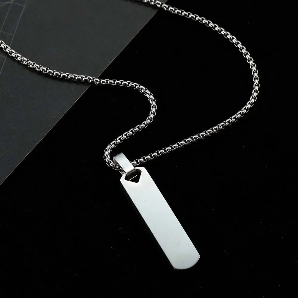 Simple Trendy Clavicle Chain Men Rectangle Bar Geometric Pendant Necklace Fashion Jewelry Decoration Accessories