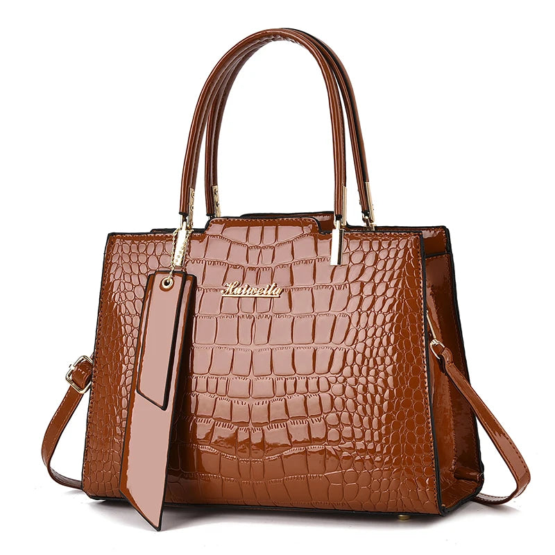 The texture of high-grade fashion crocodile print women's handbag, simple temperament all shoulder crossbody bag