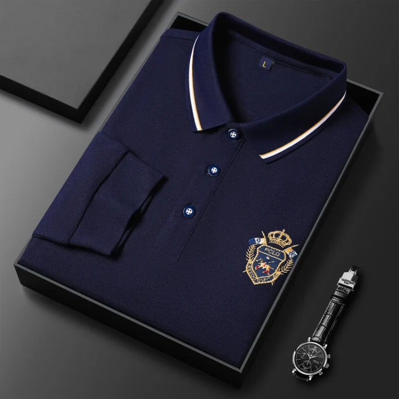 Long-sleeved Polo T-shirt Fashion Casual Embroidery Versatile Breathable Men's POLO Shirt