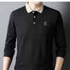 Lapel Long-sleeved Polo Shirt Fashion Embroidery Men's Casual Loose Breathable Polo T-shirt