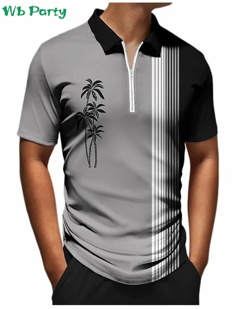 Vertical Striped Print Men's Shirts Men's Clothing Lapel Polo Shirt for Men Mens Clothing Mens Polo Shirts Simple Striped Tops