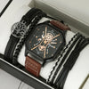 Alloy Quartz Bracelets Casual Leather Strap Cool Black