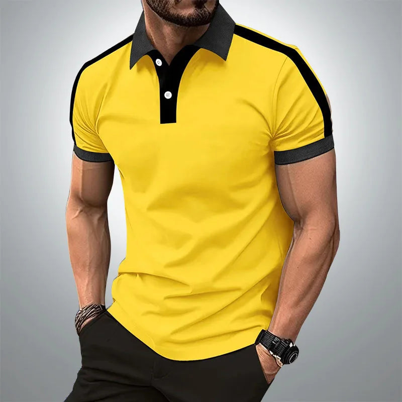 Summer Men's short sleeved polo shirt business Office Splicing together T-shirt men's casual top European and American plus size