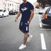 Men's clothing short-sleeved T-shirt + five-point shorts 2-piece set tracksuit fashion jogging casual Men's sets